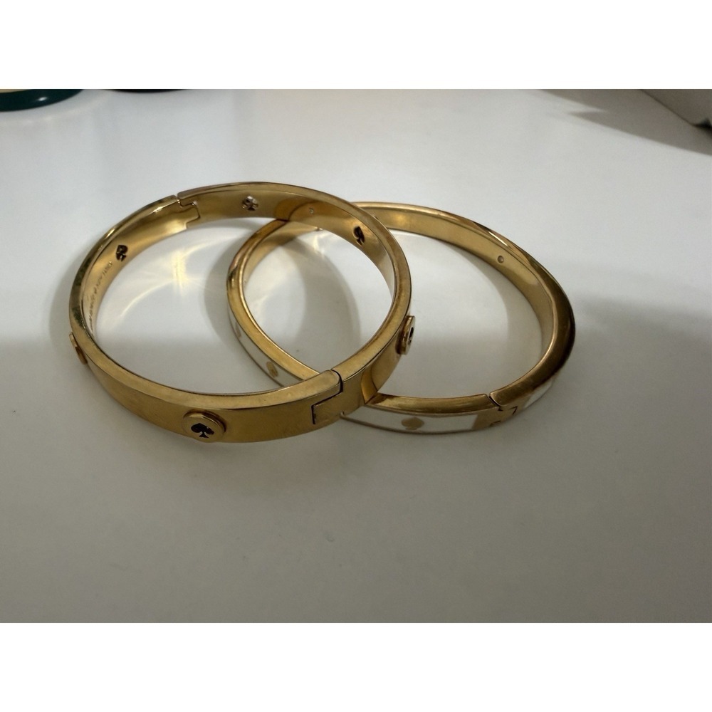 Kate Spade Gold And White Spade Bangle Bracelets Set